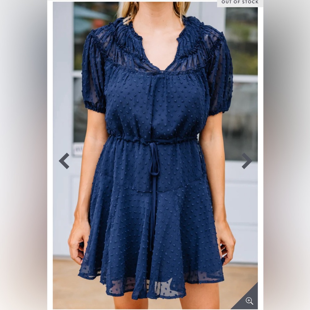 Navy blue swiss dot dress
